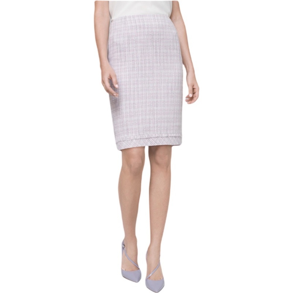 ✅ NWOT White House Black Market Tweed Pencil Skirt size 14 Purple White